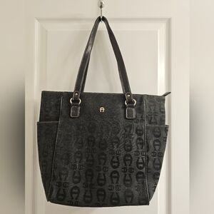 Etienne Aigner Black Patterned Tote